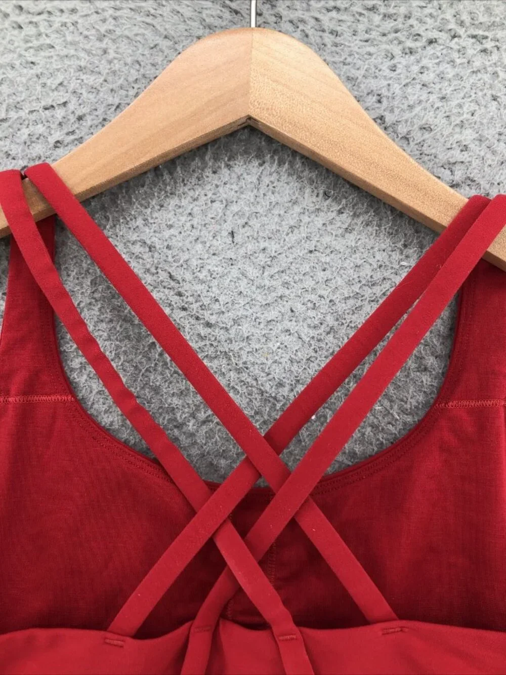 Lululemon Energy Bra Long Line Womens 6 Dark Red Crossback Lattice Straps Knit